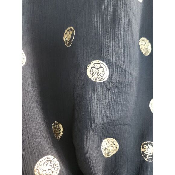 Paris Atelier & Other Stories Black w/Gold Coin Print Wrap Dress size US 8/US 40 - Picture 7 of 12